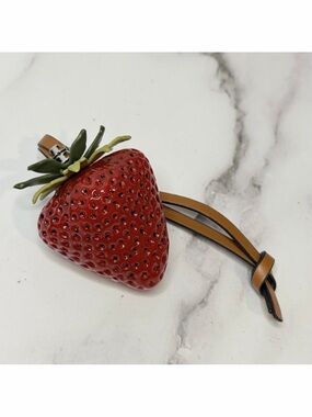 Tory Burch Red Strawberry Bag Charm w/ Leather Strap New Without Tags